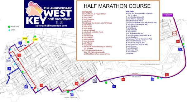 Key West Half Marathon & 5 K Course Map